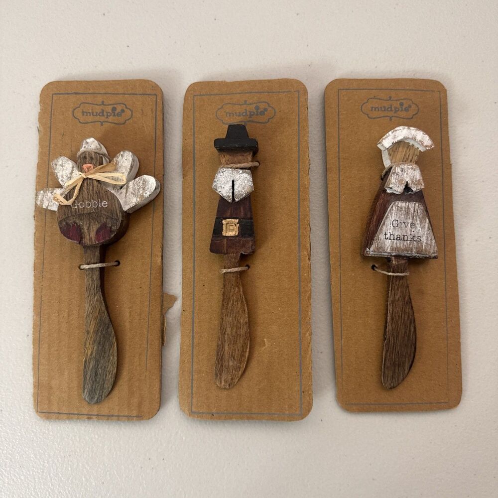 Mud Pie Pilgrim Wood Spreaders Girl Pilgrim Boy Pilgrim Turkey